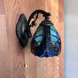 Tiffany Style Wall Sconce Lamp Blue Green Stained Glass LED Bulb Included EW0641