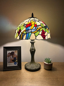 Enjoy Tiffany Style Table Lamp Stained Glass Parrots Grape Vintage ET1274