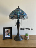 Tiffany Style Table Blue Stained Glass Dragonfly Vintage  ET1208