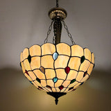 Tiffany Style Ceiling Lights Hanging Lamp Gold Stained Glass Crystal Beans LED Bulbs Included EP1676