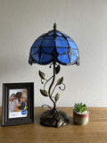 Tiffany Style Table Lamp Blue Stained Glass Baroque Style Lavender Include LED Bulb ET1019