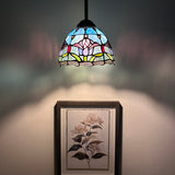 Tiffany Style Mini Hanging Lamp Blue Stained Glass Tulips LED Bulb Included EP0855