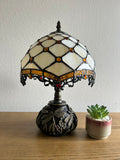 Enjoy Tiffany Style Table Lamp Gold Stained Glass Crystal Beans Include LED Bulb ET1023 H14*W10 In