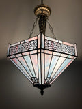 Tiffany Style Ceiling Lights Pendant Lamp Sky Color Hexagon Stained Glass LED Bulbs Included EP1644