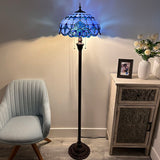 Tiffany style floor lamp Blue Stained Glass Baroque Style Lavender EF1618