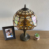 Tiffany Style Table Lamp Gold Stained Glass Baroque Style Lavender ET1249