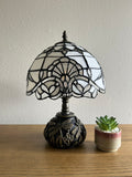 Enjoy Tiffany Style Table Lamp White Stained Glass Baroque Style Lavender Include LED Bulb ET1025 H14*W10 In