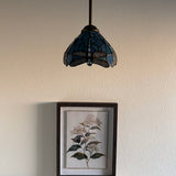 Tiffany Style Mini Hanging Lamp Blue Stained Glass Dragonfly LED bulb Included EP0807