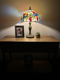 Enjoy Tiffany Style Table Lamp Stained Glass Parrots Grape Vintage ET1274