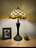 Enjoy Tiffany Style Gold Stained Glass Table Lamp Vintage included 2 LED bulbs  ET1224