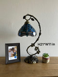 Tiffany Style Dragonfly Sea Blue Stained Glass Table Lamp ET0807