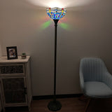 Enjoy Decor Lamps Tiffany Style Floor Lamp Blue Stained Glass Dragonfly EF1201