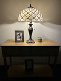 Enjoy Tiffany Style Table Lamp White Stained Glass Vintage ET1606