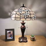 Tiffany Style Table Lamp White Stained Glass Flowers LED bulbs included ET1663