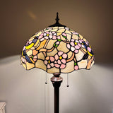 Enjoy Decor Lamps Tiffany Style Floor Lamp Stained Glass Magpie Birds Cherry Blossoms Vintage EF1635