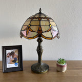 Tiffany Style Table Lamp Gold Stained Glass Baroque Style Lavender ET1249