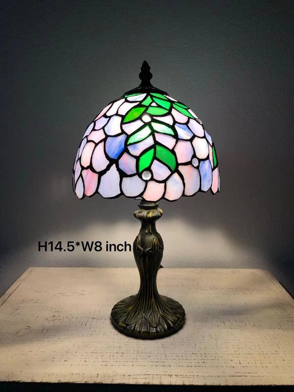 Enjoy Tiffany Style Mini Table Lamp Purple Stained Glass ET0881