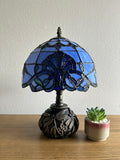 Enjoy Tiffany Style Table Lamp Blue Stained Glass Baroque Style Lavender Include LED Bulb ET1018 H14*W10 In