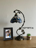 Enjoy Tiffany Style Table Lamp Dragonfly Blue Stained Glass ET0862