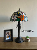 Tiffany Style Table Lamp Hummingbird Flower Stained Glass Vintage ET1258