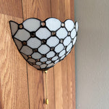 Tiffany Style Wall Sconce Lamp White Stained Glass Crystal Beans LED Bulb Included EW1205