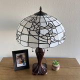 Tiffany Style Table Lamp White Stained Glass Flowers LED bulbs included ET1663