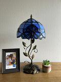 Tiffany Style Table Lamp Blue Stained Glass Baroque Style Lavender Include LED Bulb ET1019