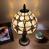 Tiffany Style Table Lamp Gold Stained Glass Baroque Style Lavender ET0849