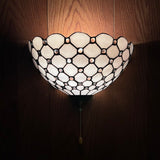 Tiffany Style Wall Sconce Lamp White Stained Glass Crystal Beans LED Bulb Included EW1205