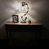 Tiffany Style Table Lamp White Stained Glass Flowers ET0864