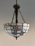 Tiffany Style Ceiling Lights Pendant Lamp White Stained Glass Flowers LED Bulbs Included EP1664