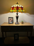 Enjoy Tiffany Style Table Lamp Stained Glass Tulips Red Vintage ET1660