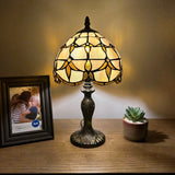 Tiffany Style Table Lamp Gold Stained Glass Baroque Style Lavender ET0849