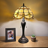 Tiffany Style Table Lamp Gold Stained Glass Baroque Style Lavender ET1250