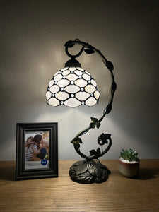 Enjoy Tiffany Style Table Lamp  Crystal Bean White Stained Glass ET0806