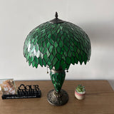 Tiffany Style Table Lamp Green Leaves Stained Glass24"H*16"W*16"D  ET1627-WB