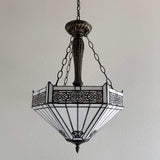 Tiffany Style Ceiling Lights Pendant Lamp White Hexagon Stained Glass LED Bulbs Included EP1632