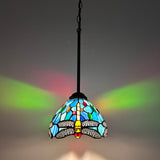 Enjoy Tiffany Style Mini Hanging Lamp Blue Stained Glass Dragonfly EP0801