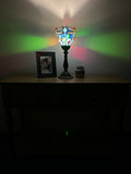 Tiffany Style torch table lamp blue stained glass dragonfly Included LED Bulb H15*W6 in