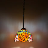 Enjoy Tiffany Style Mini Hanging Lamp Stained Glass Rose Flowers EP0803-B