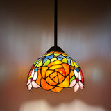 Enjoy Tiffany Style Mini Hanging Lamp Stained Glass Rose Flowers EP0803-B