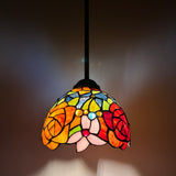 Enjoy Tiffany Style Mini Hanging Lamp Stained Glass Rose Flowers EP0803-B