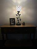 Tiffany Style torch table lamp White Stained Glass USB ports included LED bulb H20*W6 in