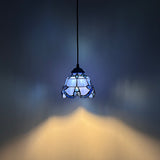 Enjoy Tiffany Style Mini Hanging Lamp Blue Stained Glass Baroque Style EP0618