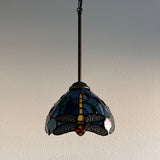 Enjoy Tiffany Style Mini Hanging Lamp Blue Stained Glass Dragonfly EP0801