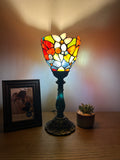 Tiffany Style torch table lamp stained glass Rose Flowers included LED bulb H15*W6 in