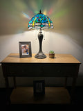 Enjoy Tiffany Style Table Lamp Dragonfly Green Blue Stained Glass ET1211