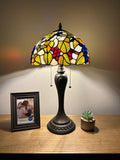 Enjoy Tiffany Style Table Lamp Butterfly Grape Stained Glass Vintage H22*W12 Inch ET1271