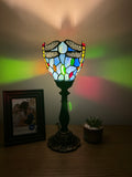 Tiffany Style torch table lamp blue stained glass dragonfly Included LED Bulb H15*W6 in