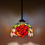 Enjoy Tiffany Style Mini Hanging Lamp Stained Glass Rose Flowers EP0803-B